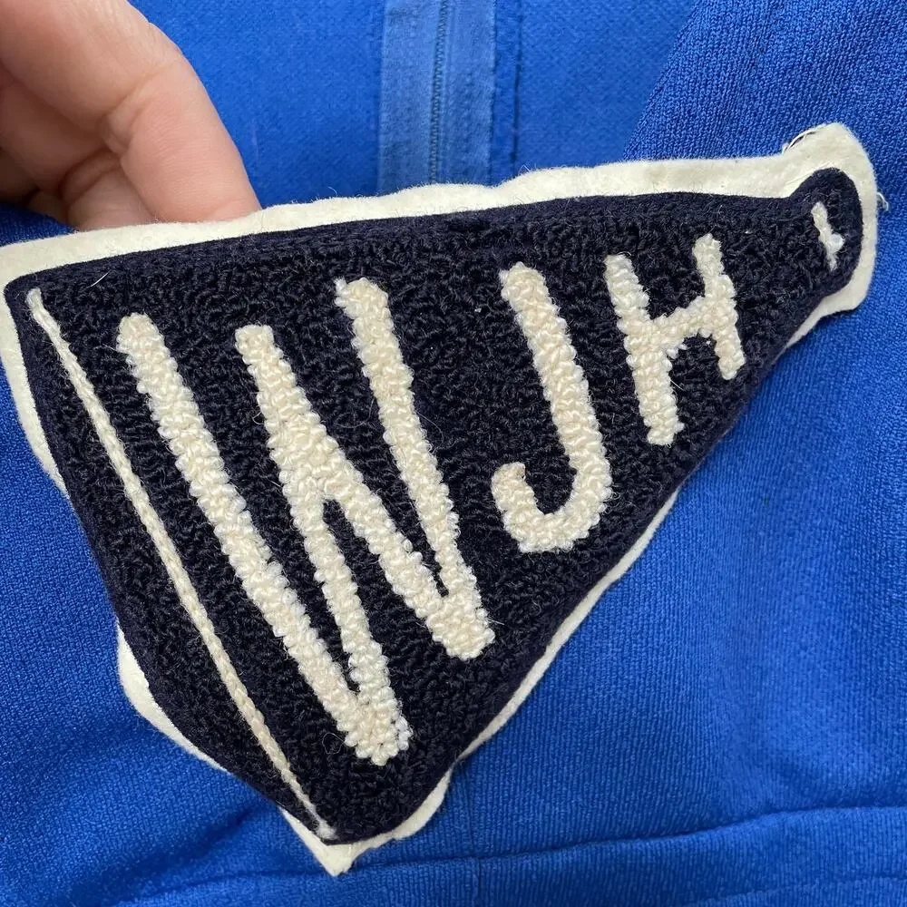 Vintage Cheerleader Uniform Chenille Megaphone Patch Blue Handmade READ DSCRPT